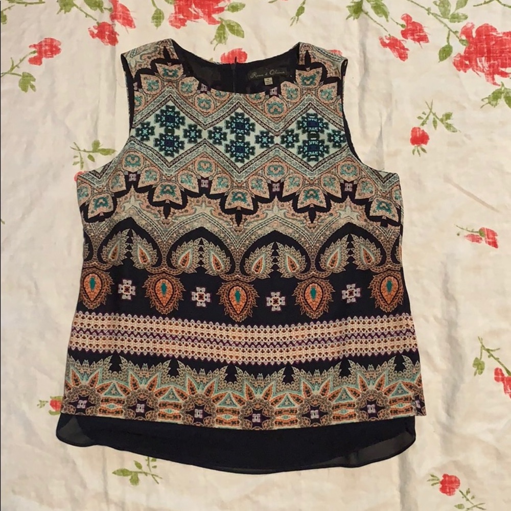 Rose and Olive Printed Top